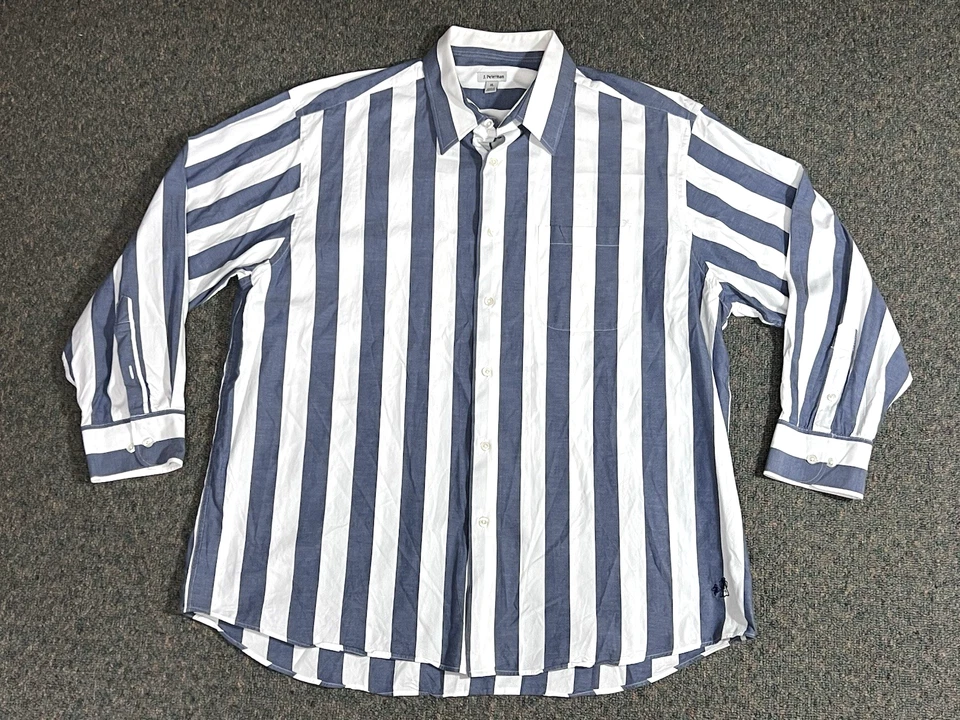 J. Peterman Button Up Shirt Men's Size XL Blue/White Striped Long Sleeve Cotton - Image 1 of 4