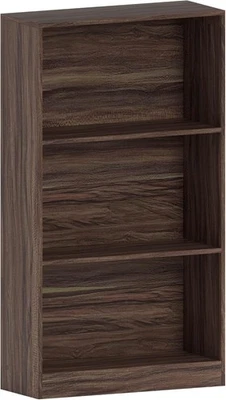 3 Tier Walnut Wooden Bookcase Modern Storage Display Shelf Living Room Medium - Image 1 of 4