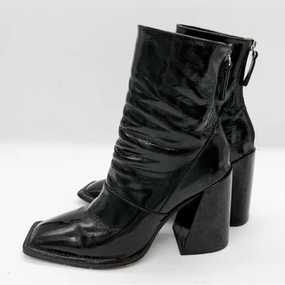 Alias Mae Eden Black Patent Leather Mid-Calf Square Toe Boot Size 41 Chunky Heel - Image 1 of 4