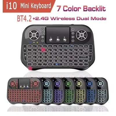Mini Tastiera e Mouse Wireless i10, 7 Colori Retroilluminata Touchpad 2.4Ghz - Immagine 1 di 4