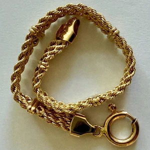 6,31 g/7 1/8"/14k Gelbgold geflochtenes Armband/Unisex/tolles Geschenk/gebraucht/exzellenter Zustand - Bild 1 von 6