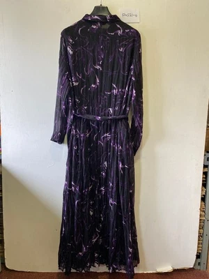 Zusammen Knopf Front Wirbel Druck Maxi Kleid In Lila UK 22 Plus (FMS21-4) - Bild 1 von 4