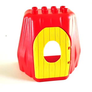 Lego Duplo rote Felsenhöhle mit gelber Drehtür zu Dinosaurier Sets C5 - Bild 1 von 3