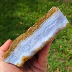 AGATA DI PIZZO BLU DI ALTA QUALITÀ GREZZA NAMIBIA AFRICA 1 LIBBRA 13,8 OZ - Foto 1 di 6