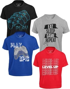 BROOKLYN VERTICAL 4-Pack Boys Short Sleeve Crew Neck T-Shirt Medium, Grey  - Picture 1 of 5