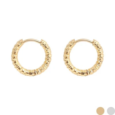Pendientes Huggie Aro Texturizado Oro 18K 17mm Paquete de 2 Foto 1 de 4