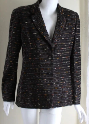 Carlisle Sz 10 Exquisite FIber Artist Woven Banded Tweed Blazer Jacket M L - Image 1 of 4