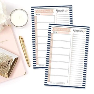 Navy Weekly Meal Planning Calendar Grocery Shopping List Magnet Pad for... - Picture 1 of 6