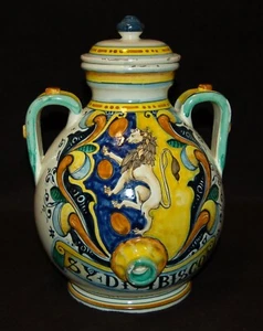 Antiguo Dispensador Cerámico Mayólica Deruta León Grande 10"H Hecho en Italia ¡Magnífico! - Imagen 1 de 11