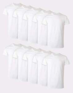Hanes 10-Pack Men Tee T-Shirt ComfortSoft White Crewneck Undershirt Short Sleeve