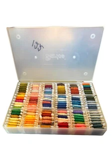 Lot Of 122 Embroidery Floss Thread In Case Wound On Paper Spools - Picture 1 of 3