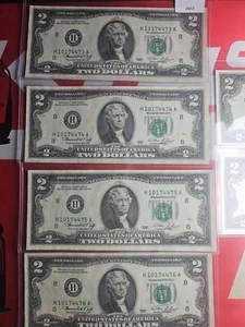 Five Consecutive Serial Number 1976 Two Dollar Bill *CRISP* - Picture 1 of 4