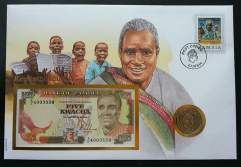 Zambia President 1983 Famous FDC (banknote coin cover) *Rare Cover