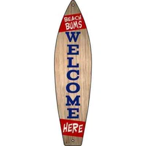 Beach Bums Red Metal 2"x8" Surfboard Magnet Fridge Refrigerator Home Kitchen - Picture 1 of 1