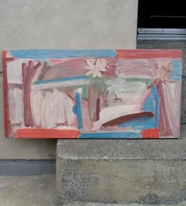 Klaus Norbaek (Danish, 1956) Fine Abstract landscape in pink. Danish Modern Oil - Picture 1 of 5