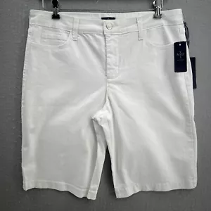 NYDJ White Jean Shorts Size 14P Optic White Stretch Slimming Lift Tuck NWT 11" - Picture 1 of 8