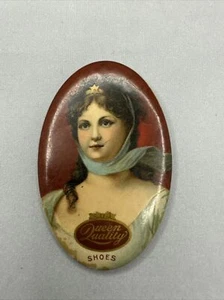 1900s Queen Quality Shoes Victorian Woman Advertising Celluloid Pocket Mirror MI - Picture 1 of 6