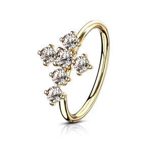 20GA (0.8mm) 5/16" (8mm) CZ Cross Bendable Nose, Cartilage Hoop Rings N118 - Picture 1 of 7
