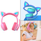Kid LED Cute Cat Ear Stereo Headphones Over-Ear Headsets with Mic Foldable