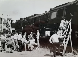 Locomotiva a vapore DB BR 01 173 ferrovie federali tedesche foto stampa 1970 circa mostra ferroviaria - Foto 1 di 3