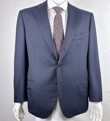 Cesare Attolini Sport Coat Navy Pinstripe Tan Wool 120’s Sz 54 IT 44US NWOT - Image 1 of 4
