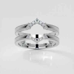 1Ct Round Lab-Created Diamond Wedding Enhancer Wrap Ring 14k White Gold Plated - Picture 1 of 5