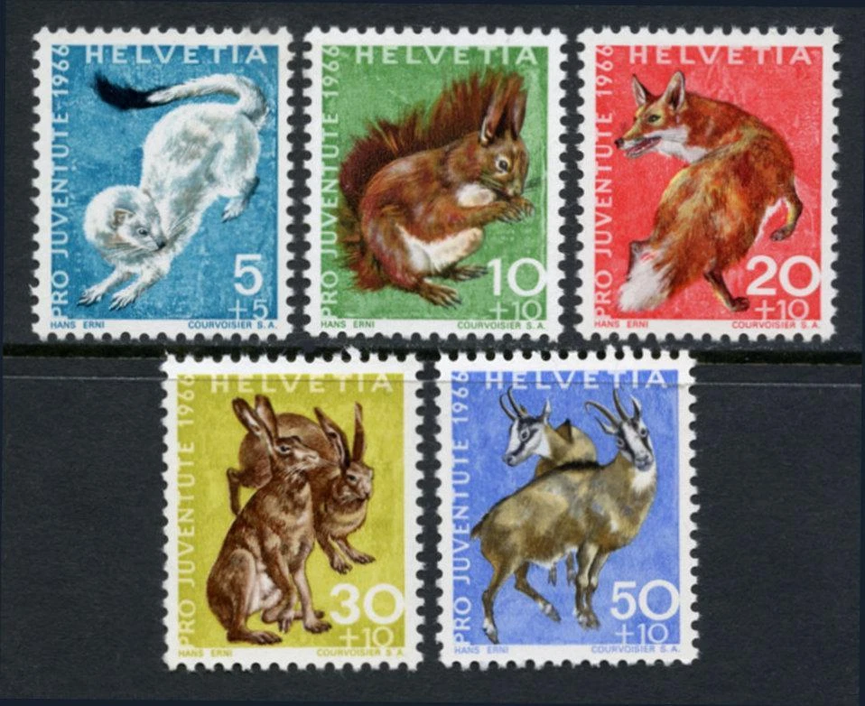 Switzerland: 1966 Forest Animals Semipostals (B360-B364) MNH - Image 1 of 1