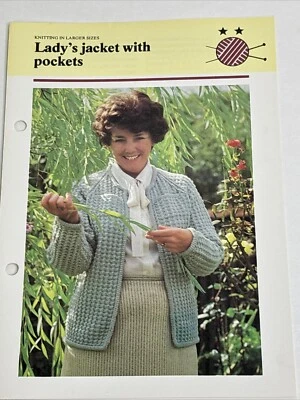 Jacket With Pockets Lady's Larger Sizes Knitting Pattern Card - Image 1 of 4