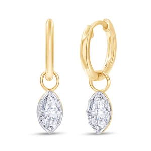1ct Lab Grown Diamond Drop Dangle Earrings in 10k Solid Gold - Picture 1 of 21