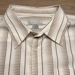 Camisa Marquis Blanca Salvaje Geométrica Rayas Para Hombres 3XL Corta Slv Círculos Abotonados - Imagen 1 de 18