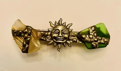 Pasador de pelo de vidrio marino motivo de sol Foto 1 de 4