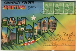 Postcard Folder Greetings from San Antonio Texas large letter - Picture 1 of 5