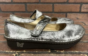 Alegria PAL-621 Paloma Black Pewter Leather Mary Janes Size 39 - Picture 1 of 7