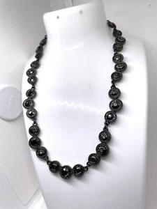 Gun Metal Gray AB Black Crystal Choker Necklace Liz Clairborne - Picture 1 of 7