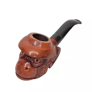 Pipa tabacco scimmia fumatrice vintage legno importato animale intagliato a mano - Foto 1 di 8