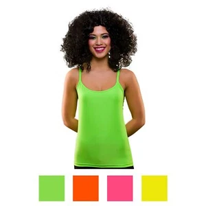 Neon Colour Vest Top Ladies 1980s Fancy Dress Halloween Hen Night Disco Diva - Picture 1 of 5