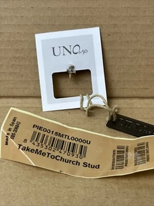 UNO de 50 Take Me To Church Cross STUD (1) Earring, Silver Filled - New w/ Tags - Picture 1 of 4