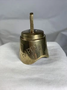 SMALL POLISHED BRASS BELL WITH " HAPPY NEW YEAR " ENGRAVED - Picture 1 of 7
