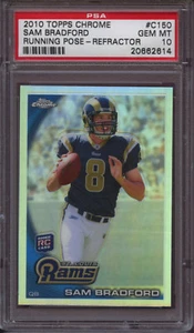 2010 Topps Chrome C150 Sam Bradford Running Pose Refractor PSA 10 Gem Mint RC - Picture 1 of 1