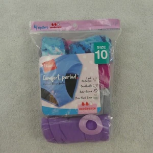 Hanes Period Underwear Girls 10 Hipsters Moderate Protection 4 Pairs - Picture 1 of 11