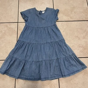 Hanna Anderson Twirl Power Chambray Dress Kids Size 8y Deniem - Picture 1 of 9
