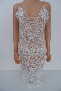 Jarlo Womens Midi Lace Dress Size XS 8 Beige VGC - Picture 1 of 8
