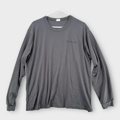 Camisa Tesla Para Hombres 2XL Gris Rendimiento Absorbe Humedad Atlética Manga Larga Camiseta Foto 1 de 4