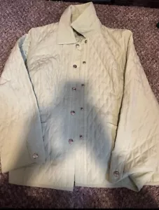 VTG Requirements Jacket Womens Size PM Petite Snap Celery Green Quilted Diamond - Picture 1 of 3