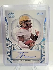 Hoja Trinidad Thomas Castellanos 2024 Base Autógrafo #'ed 25/49 ESTADO FLORIDA - Imagen 1 de 2