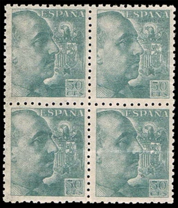 España 1939. Franco. Edifil xx 927 pd. Bloque de 4. Papel Delmeina. Lujo. Escaso - Imagen 1 de 1