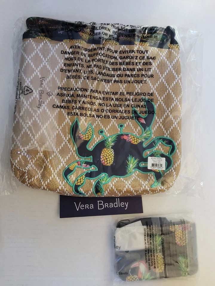 Vera Bradley Beach Crossbody Toucan Party Crab Pineapple 25637