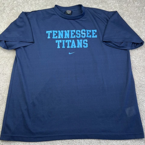 VINTAGE Tennessee Titans Shirt Mens XL Blue Nike Swoosh Logo Jersey Polyester Cover