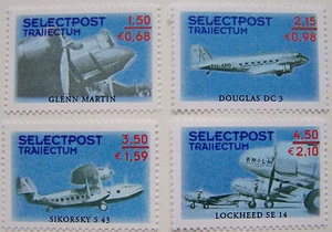 Stadspost Utrecht 2001 - 4 zegels Vliegtuigen, Airplanes HW - Picture 1 of 1