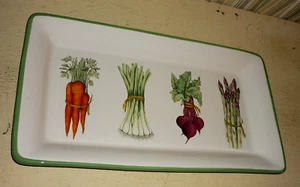 HUGE heavy Pottery Vegetable Tray / Platter by Over & Back Vivid colors 18.75 " - Picture 1 of 7